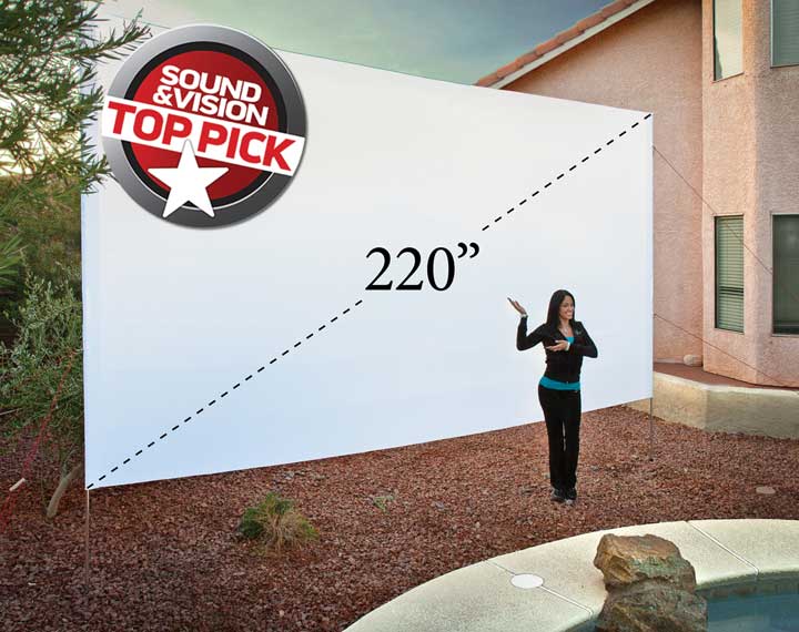 OutStanding Screens 16 x 9 outdoor movie screen with 220 inch diagonal projection area